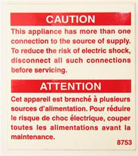 CAUTION Electric Shock - English/French Image Product Image